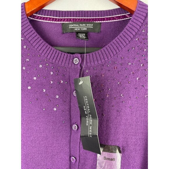 Women’s Central Park West Small Sparkly Plum Cardigan - Picture 5 of 6